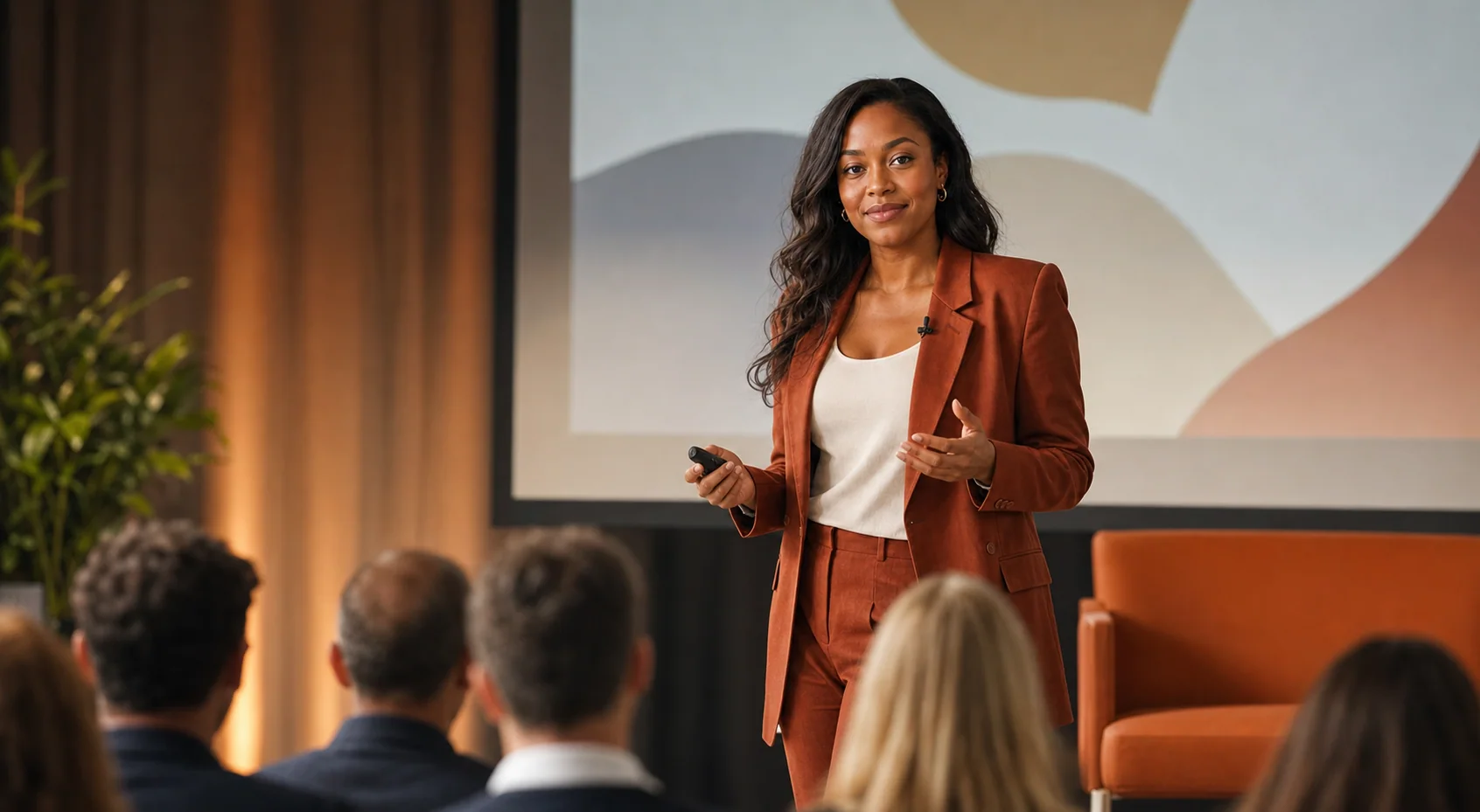 Olivia speaking at a professional event